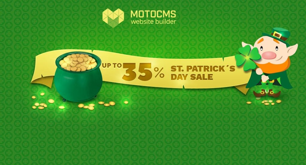 St Patrick`s Day Sale Any Template or Offer with 35 OFF