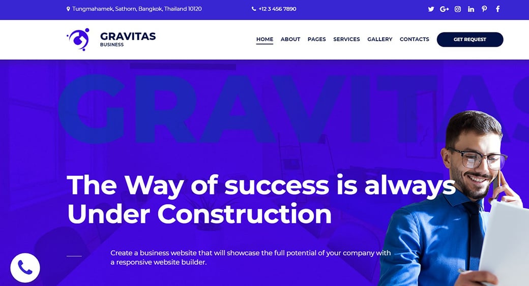 blue business website design gravitas