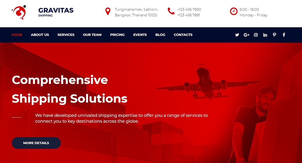 red shipping website design