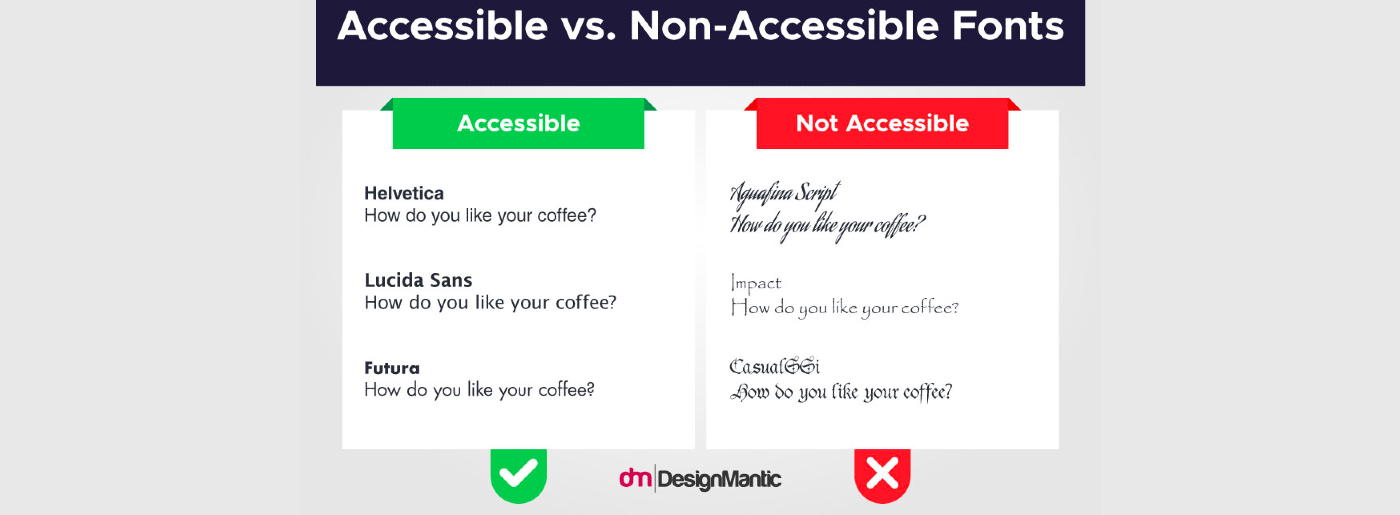 accessible vs. non-accessible fonts